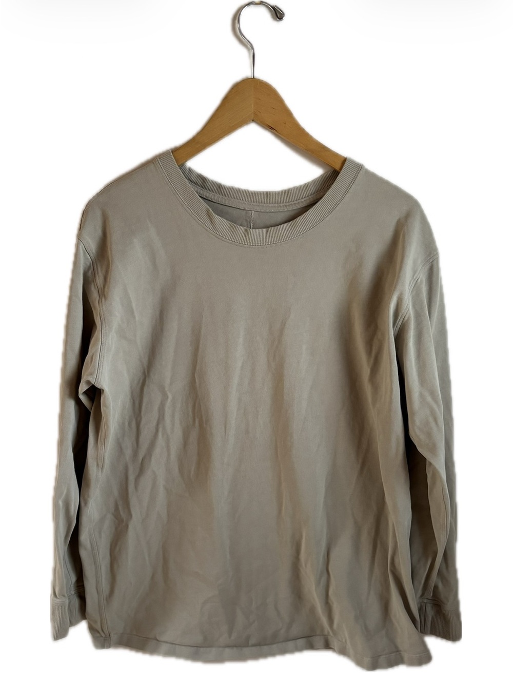 Lululemon Cotton Long Sleeve Crewneck Shirt Beige